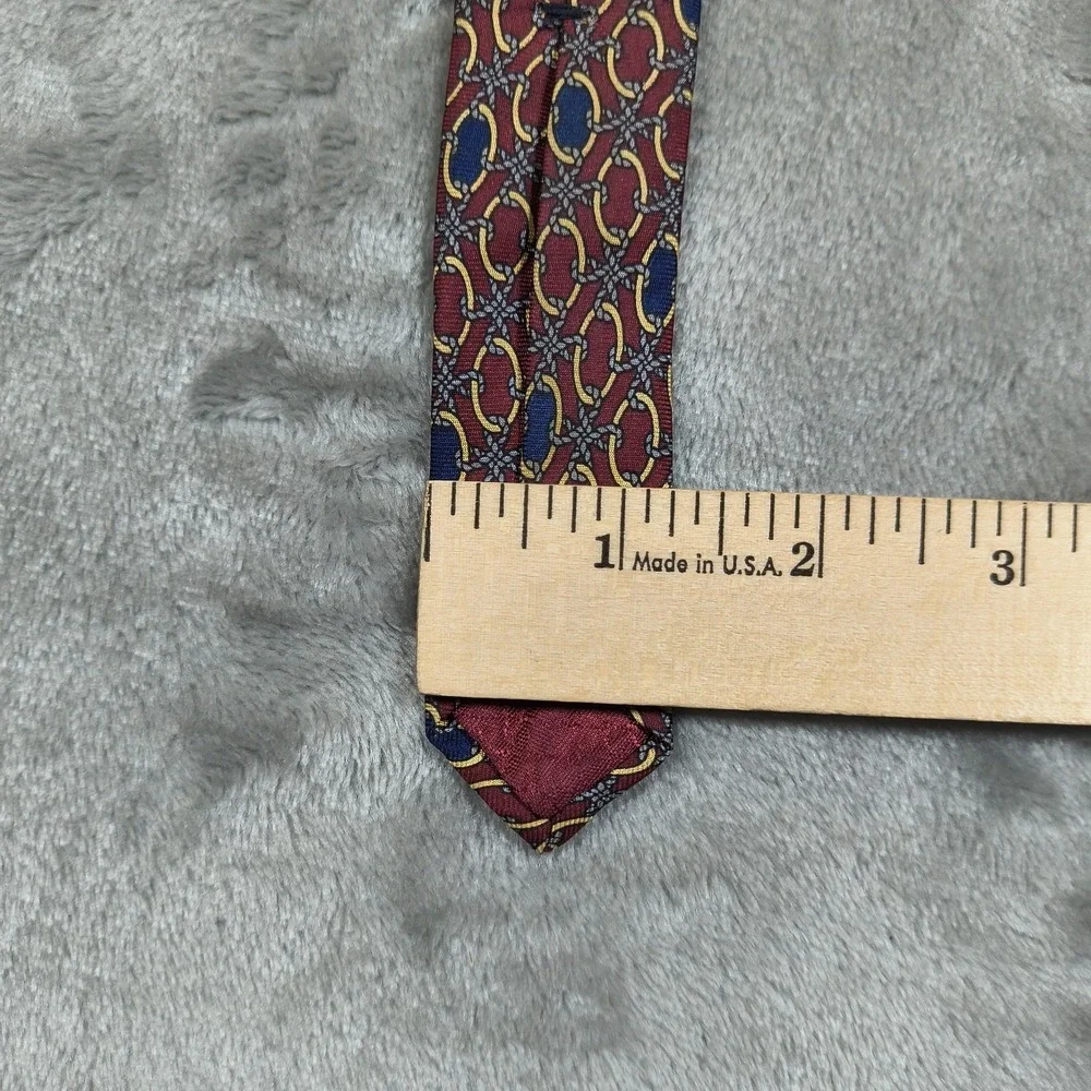 Vintage Christian Dior Monsieur Tie Men 56x3.75 Red‎ Geometric Medallion Silk